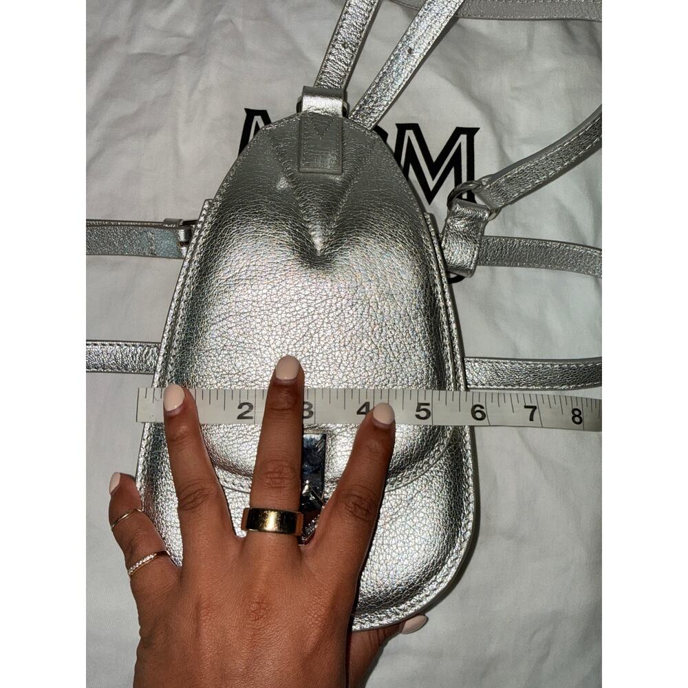 MCM Metallic Calfskin Milano Belt Bag - Silver, Excellent - Picture 9 of 11
